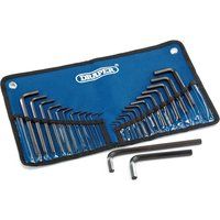 Draper 33892 Metric/Imperial Combined Hexagon Allen Key Set in Tool Roll, 25 Pieces