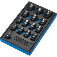 Draper 1/2" Square Drive Impact Socket Set with Insert Tray 15 Piece -