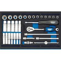 Draper 63532 1/4" Socket Set in 1/4 Drawer Eva Insert Tray , Blue