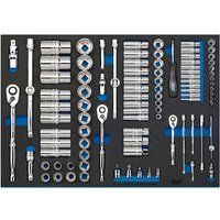 Draper 63539 1/4", 3/8" and 1/2" Socket 96 Piece Set in Full Plus Drawer Eva Insert Tray , Blue