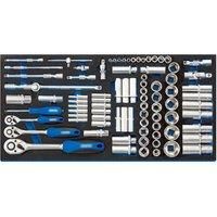 Draper 1/4", 3/8", And 1/2" Socket Set In Full Drawer EVA Insert Tray (84 Piece)