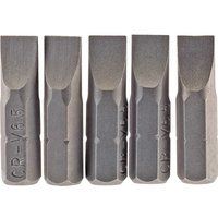 Draper 64012 6.5mm 1/4" Hex Plain Slot Insert Bit 25mm Long (5 Piece)