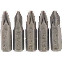 Draper 64015 No.2 1/4" Hex PZ Type Insert Bit 25mm Long (5 Piece)