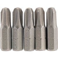 Draper 64023 No.3 1/4" Hex Cross Slot Insert Bit 25mm Long (5 Piece)