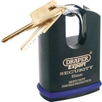 Draper 64197 Expert Heavy Duty Padlock and 2 Keys with Shrouded Shackle, 50 mm