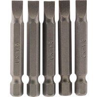 1x Pack Of 5 Draper 6mm 1/4" Hex Plain Slot Insert Bit - 50mm Long