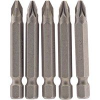 Draper PZ Type Insert Bit, 1/4" Hex, 50mm Long, No.2 (Pack of 5)