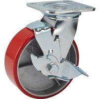Draper 65530 160 mm-Diameter Polyurethane Castor Swivel Plate with Brake
