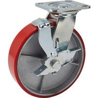 Draper 65533 200 mm-Diameter Polyurethane Castor Swivel Plate with Brake