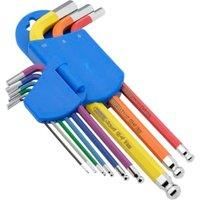 DRAPER 9 Piece COLOUR Long Reach Arm Metric Hex/Allen Key Set 1.5mm-10mm 66132