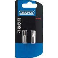 1x Pair of Draper T10 1/4" Hexagonal TX-Star Insert Bit - 25mm Long