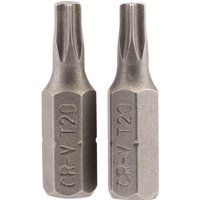 1x Pair of Draper T20 1/4" Hexagonal TX-Star Insert Bit - 25mm Long