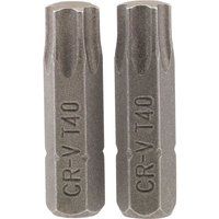 1x Pair of Draper T40 1/4" Hexagonal TX-Star Insert Bit - 25mm Long