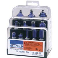 Draper 72892 12-Piece 1/4-Inch TCT Router Bit Set