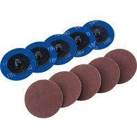 Draper SD2AB 180 Grit Aluminium Oxide Sanding Discs, Blue, 50 mm, Set of 10 Piece