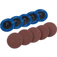 Draper SD2AB 240 Grit Aluminium Oxide Sanding Discs, Blue, 50 mm, Set of 10 Piece