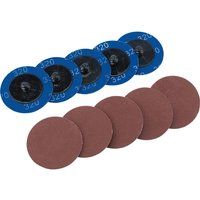 Draper DRA75614 320 Grit Aluminium Oxide Sanding Discs, Blue, 50 mm, Set of 10 Pieces