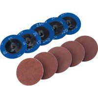 Draper DRA75615 Assorted Aluminium Oxide Sanding Discs, Blue, 50 mm, Set of 10 Pieces