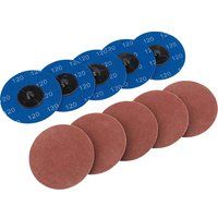 Draper SD3AB 120 Grit Aluminium Oxide Sanding Discs, Blue, 75 mm, Set of 10 Piece
