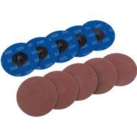 Draper SD3AB 320 Grit Aluminium Oxide Sanding Discs, Blue, 75 mm, Set of 10 Piece
