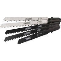 Draper 81734 Expert 5 Piece Assorted Jigsaw Blade Set, 230 V, Black and Silver