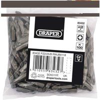 Draper 83432 No 2 PZ Type 1/4" Insert Bits (Pack of 100)