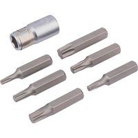 Draper 7 piece Torx Bit Set 1/4" drive inc Socket [83559] Torq Tox Star