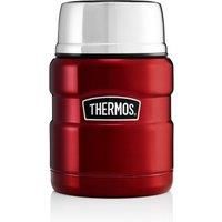 Thermos Food Flask Stainless Steel Vacuum Insulated 470 ml Red Includes Spoon