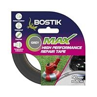 Bostik | Max Repair Tape | Grey | Ultra Strong Waterproof Duct Tape | Maximum Bond Strength | Heat, Water & UV Resistant | Indoor & Outdoor Use | 50mm x 20m Roll