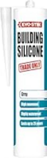EVO-STIK Building Silicone Sealant, Waterproof, High Movement Accommodation, Interior & Exterior Use, Lasts up to 25 Years, Colour: Grey, Size: 290ml