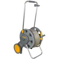 Hozelock Assembled Garden Hose Pipe Cart 50m with Wheels, Hose Fittings & Nozzle