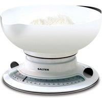 Salter Aquaweigh Baking Scales, Mechanical Kitchen Scales Easy Pour Scoop, White