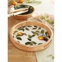 Very Home Orange Blossom Mango Wood Round Serving Tray