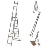 Werner 7252918 ExtensionPLUS X4 2.9m Triple Combination Ladder Combi, Silver, One Size