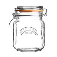 Kilner Square Glass Clip Top Jar with Airtight Rubber Seal, Transparent