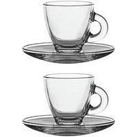 2 Glass Espresso Cups & Saucers Serving Set 8cl 80ml Coffee Shot Mugs
