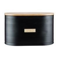 Typhoon Otto Bread Bin with Bamboo Lid, 10 Litre, Matte Black and Gold