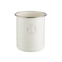 Typhoon Living Utensil Pot, Steel, Cream, 12.5 x 12.5 x 15 cm