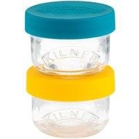 Kilner 0025.024 Set of 2 Glass Snack and Store Pots 125ml with Push Top Silicone Lids | Perfect for Snacks & Food Storage, 125 milliliters