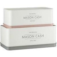 Set Of 2 Mason Cash Rectangular Cake Bread Stackable Storage Jars Tins Boxes