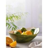 Green Lime Bowl 28cm Oval Shaped Bowl Hand Finished Salad Snacks Pasta Bowl
