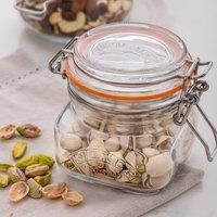 Kilner Square Clip Top Jar 250ml (0.25L) Airtight Glass Jar for Storing Herbs Spices Dried Fruits Nuts and Seeds