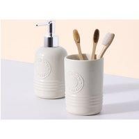 Typhoon Soap Dispenser & Tumbler Bathroom Organiser Set Cream