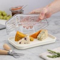 Kilner Cheese Store Airtight Storage for Cheeses Removable Silicone Seal for Breathable Storage Ceramic Base for Serving Dishwasher Safe Glass Lid 8.5cm x 23.4cm x 15.3cm