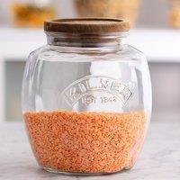 Kilner Universal Jar Wooden Lid 2 Litre Glass Food Container With Silicone Seals Kitchen Pantry Storage For Dry Food Like Grains, Pasta And Cereals