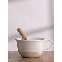 Mason Cash Rustic Charm Batter Bowl 2L Stoneware with Debossed Heart Motif, Pouring Lip & Sturdy Handle for Easy Mixing Chip-Resistant