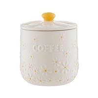 Price & Kensington Daisy Coffee Storage Jar | 700ml Airtight Ceramic Canister | Embossed Daisy 3D Lid with Hand-Painted Yellow Handle | Cream Glaze | Kitchen Storage Container