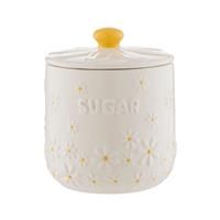 Price & Kensington Daisy Sugar Storage Jar | 700ml Airtight Ceramic Canister | Embossed Daisy 3D Lid with Hand-Painted Yellow Handle | Cream Glaze | Kitchen Storage Container