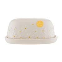 Price & Kensington Daisy Butter Dish | Ceramic Butter Keeper with Embossed Daisy Design | Hand-Painted Yellow Centre | Cream Glaze | Kitchen Butter Storage