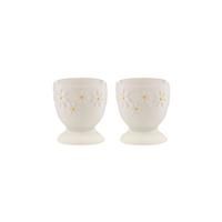 Price & Kensington Daisy Set of 2 Egg Cups | Ceramic Egg Holders with Embossed Daisy Design | Hand-Painted Yellow Centre | Dishwasher & Microwave Safe